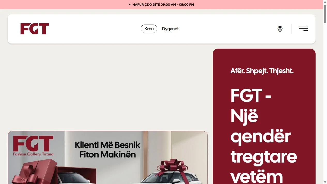 Fashion Gallery Tirana — actual desktop website capture