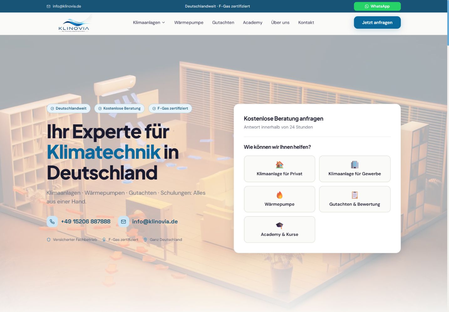 Klinovia’s desktop website
